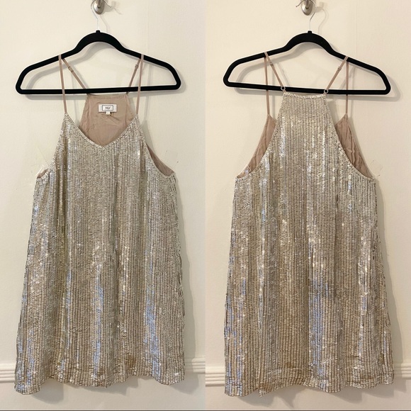 MLV Noelle Sequin Dress Pewter Size Small - Picture 2 of 8